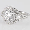 3.07 Total Carat Double Halo Pave Three-Stone Diamond Engagement Ring