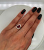 2.18 Total Carat Ruby and Diamond Halo Engagement Ring, GIA