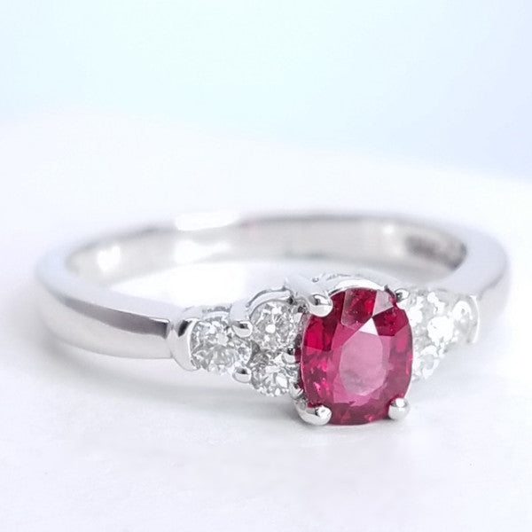 "ENGR02561" Oval Shape Ruby Engagement Ring