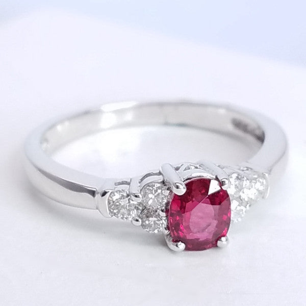 "ENGR02561" Oval Shape Ruby Engagement Ring