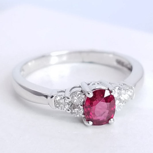 "ENGR02561" Oval Shape Ruby Engagement Ring