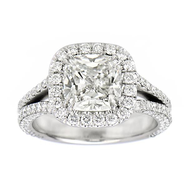 "ENGR02567" Cushion Cut Triple Sided Halo Engagement Ring