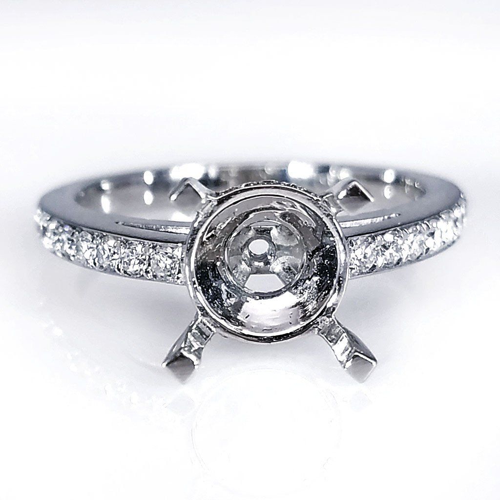 "ENGR02572" Handcrafted Pave Hidden Diamonds Solitaire Setting