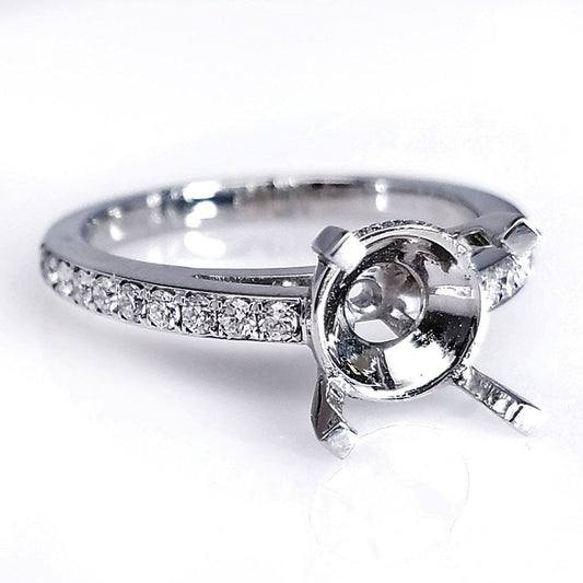"ENGR02572" Handcrafted Pave Hidden Diamonds Solitaire Setting