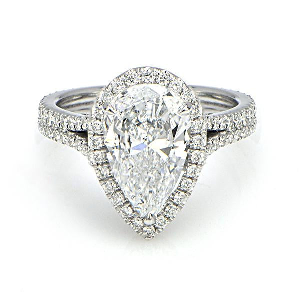 "ENGR02620" Pear Shape Split Shank Halo Diamond Engagement Ring