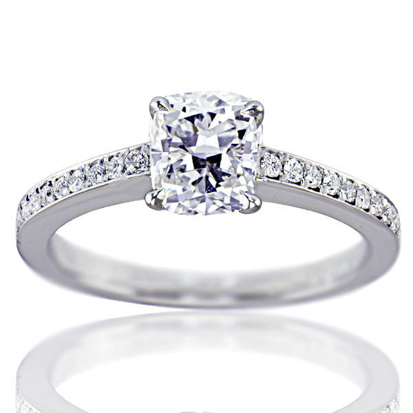 "ENGR02626" Cushion Cut Solitaire Pave Diamond Engagement Ring