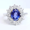 2.76 Total Carat Sapphire and Diamond Halo Ladies Engagement Ring GIA