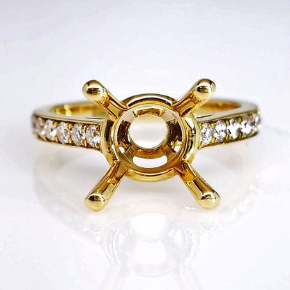 "ENGR02654" Yellow Gold Cathedral Diamond Engagement Ring Setting