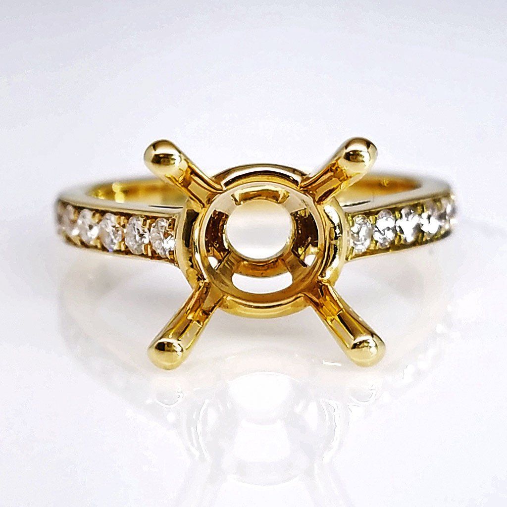 "ENGR02654" Yellow Gold Cathedral Diamond Engagement Ring Setting