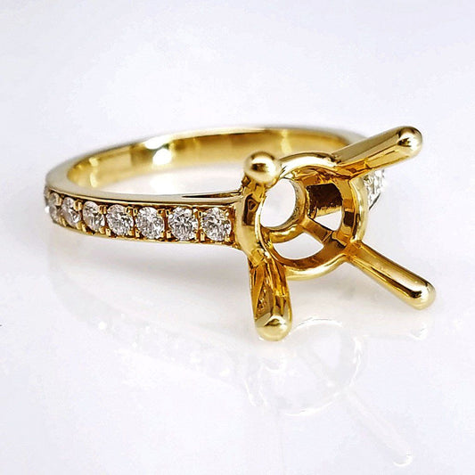 "ENGR02654" Yellow Gold Cathedral Diamond Engagement Ring Setting