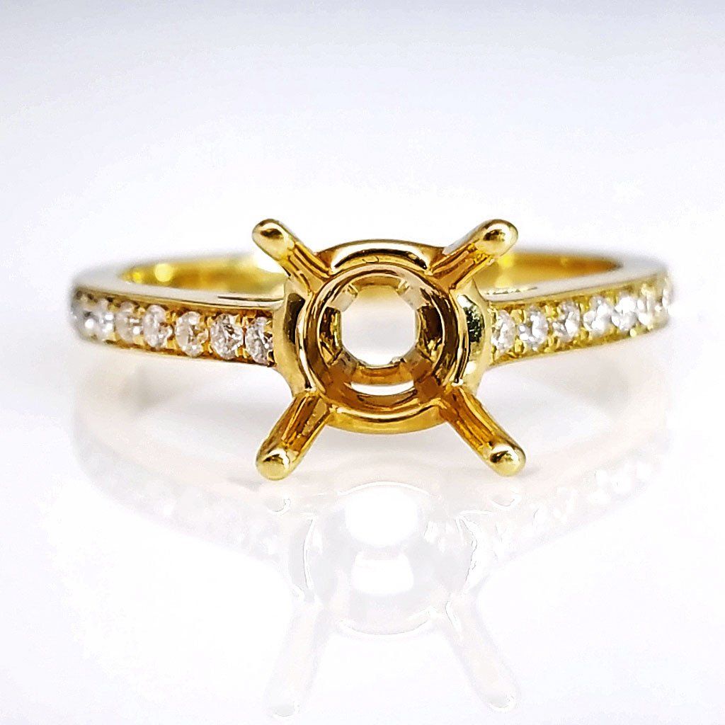 "ENGR02658" Solitaire Yellow Gold Pave Diamond Engagement Ring Setting