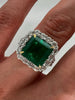 5.95 Total Carat Green Emerald Diamond Halo Ladies Ring