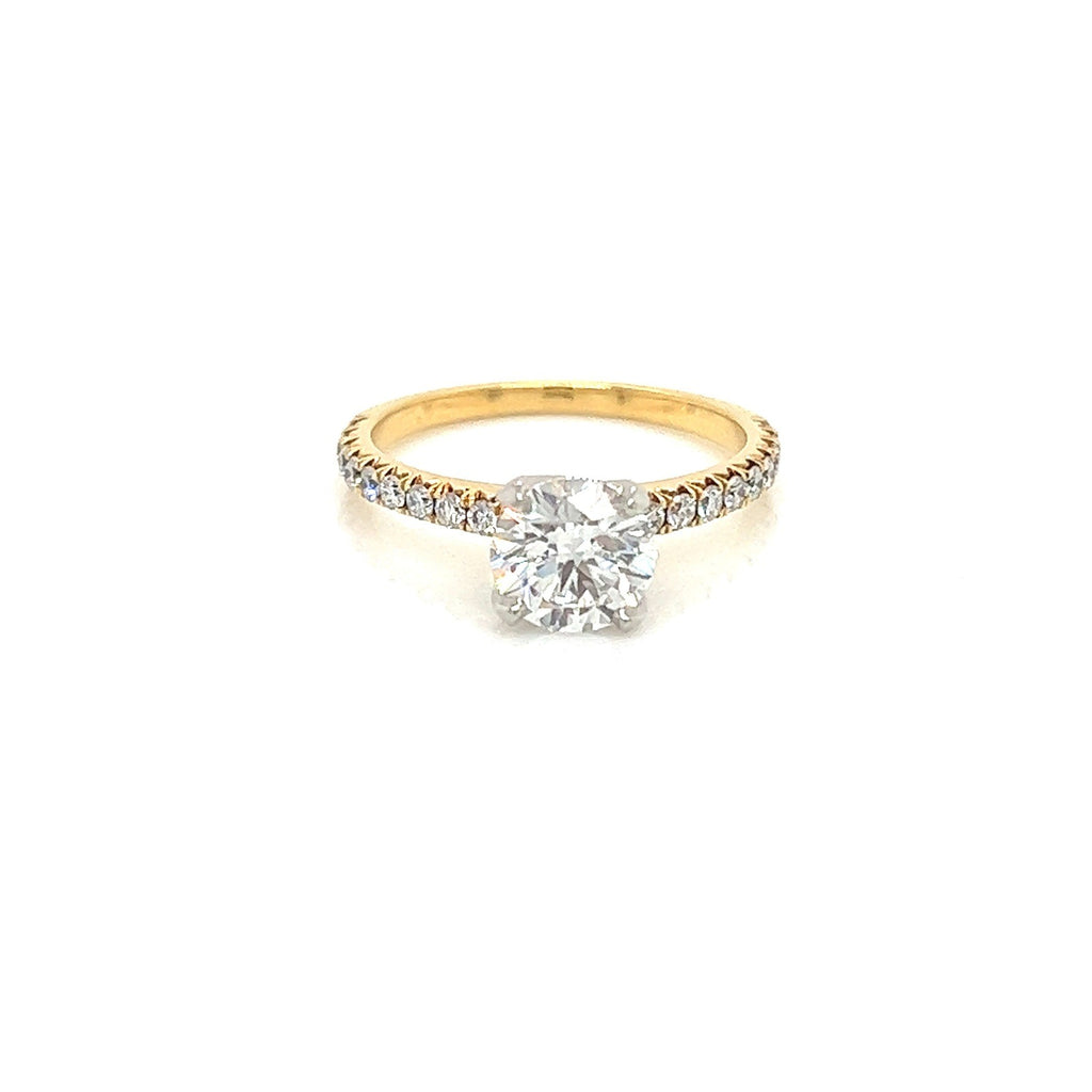 1.51 Total Carat Diamond Engagement in Two-Tone Metal Band