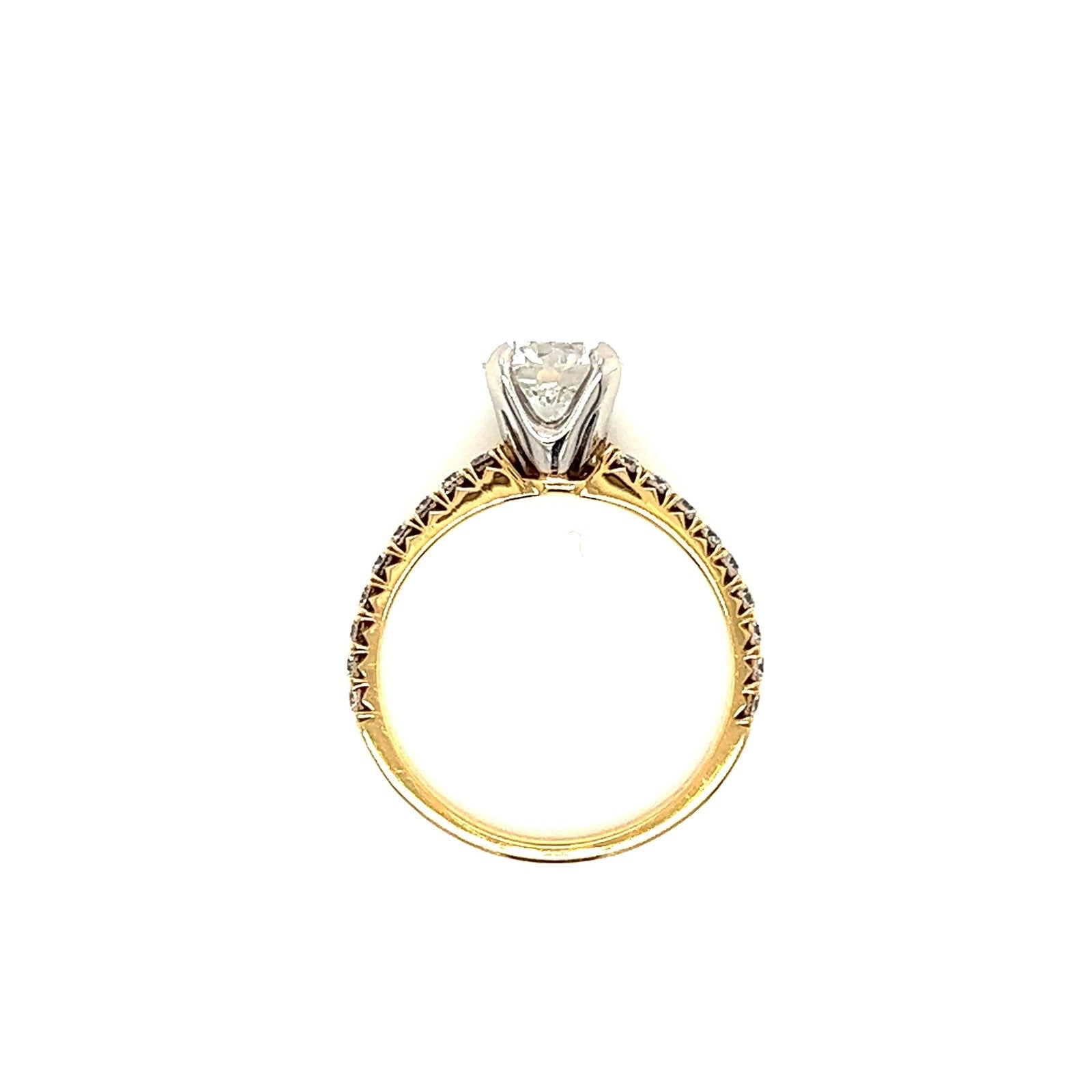 1.51 Total Carat Diamond Engagement in Two-Tone Metal Band