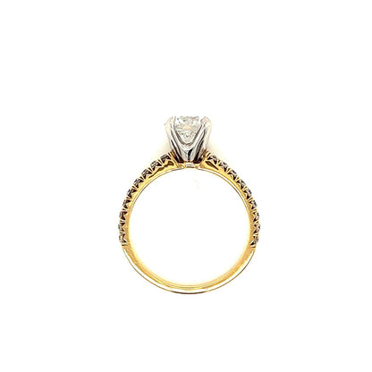 1.51 Total Carat Diamond Engagement in Two-Tone Metal Band