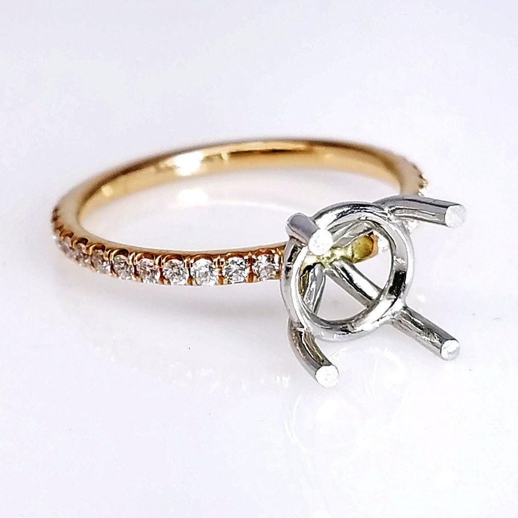 "ENGR02788" Rose Gold Delicate Diamond Setting For A Round Cut