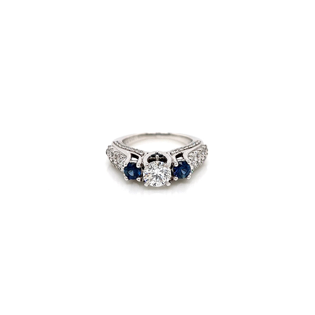 Vera Wang 1.57 Total Carat Sapphire Diamond Engagement Ring, GIA Certified