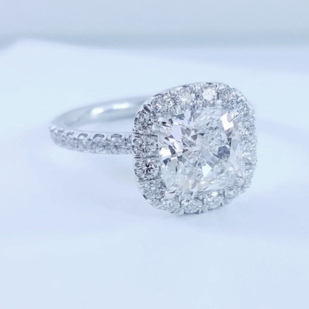 "ENGR02830" Cushion Diamond Halo Engagement Ring