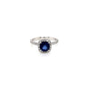 1.96 Total Carat Sapphire Halo Diamond Engagement Ring