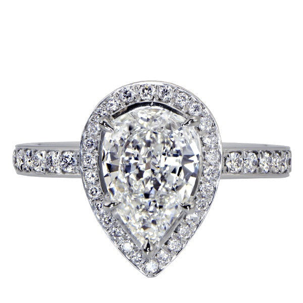 "ENGR02851" Pear Cut Halo Set Diamond Engagement Ring