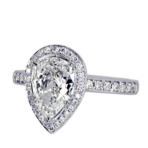 "ENGR02851" Pear Cut Halo Set Diamond Engagement Ring