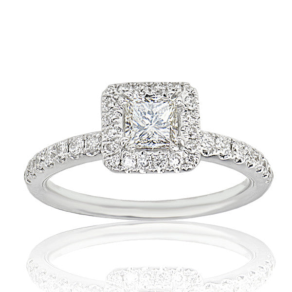 "ENGR02854" Halo Set Princess Cut Diamond Engagement Ring