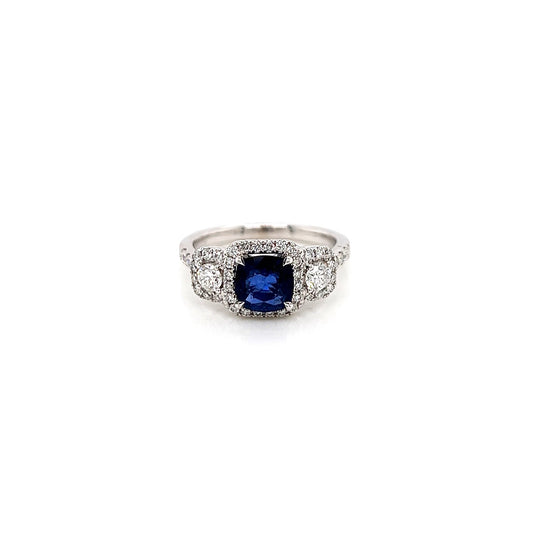 2.02 Total Carat Sapphire Diamond Engagement Ring