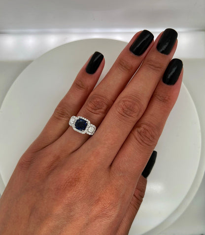 2.02 Total Carat Sapphire Diamond Engagement Ring