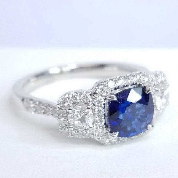 2.02 Total Carat Sapphire Diamond Engagement Ring