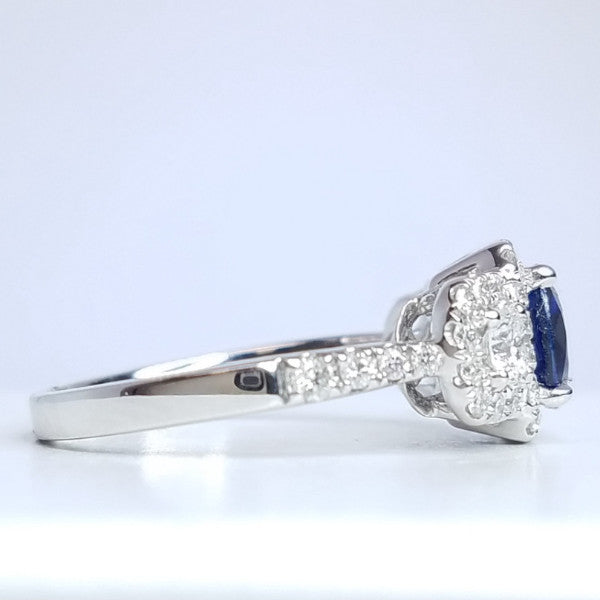 2.02 Total Carat Sapphire Diamond Engagement Ring