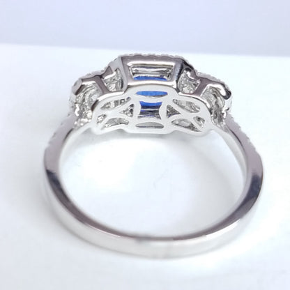 2.02 Total Carat Sapphire Diamond Engagement Ring