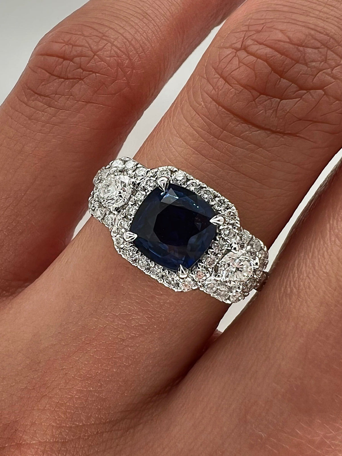 2.02 Total Carat Sapphire Diamond Engagement Ring