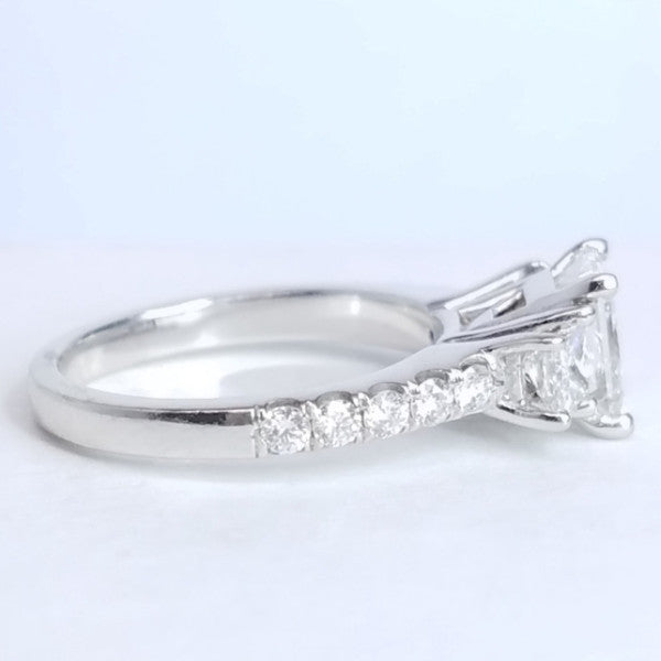 "ENGR02874" Three Stone Princess Cut Ring