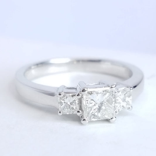 "ENGR02880" 0.72Carat Three Stone Princess Cut Ring