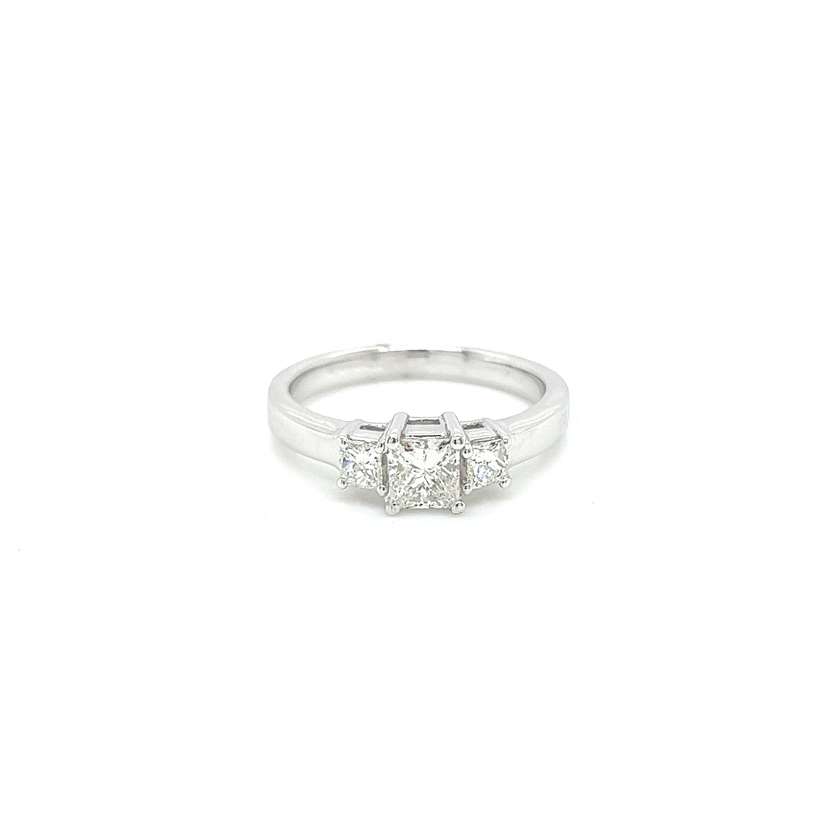 "ENGR02880" 0.72Carat Three Stone Princess Cut Ring