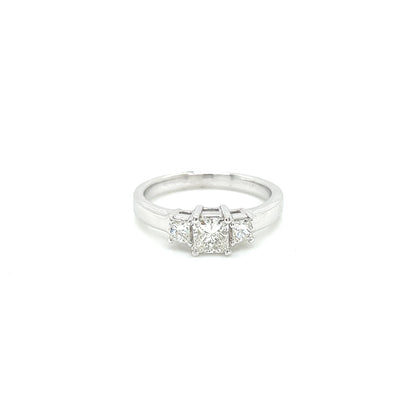 "ENGR02880" 0.72Carat Three Stone Princess Cut Ring