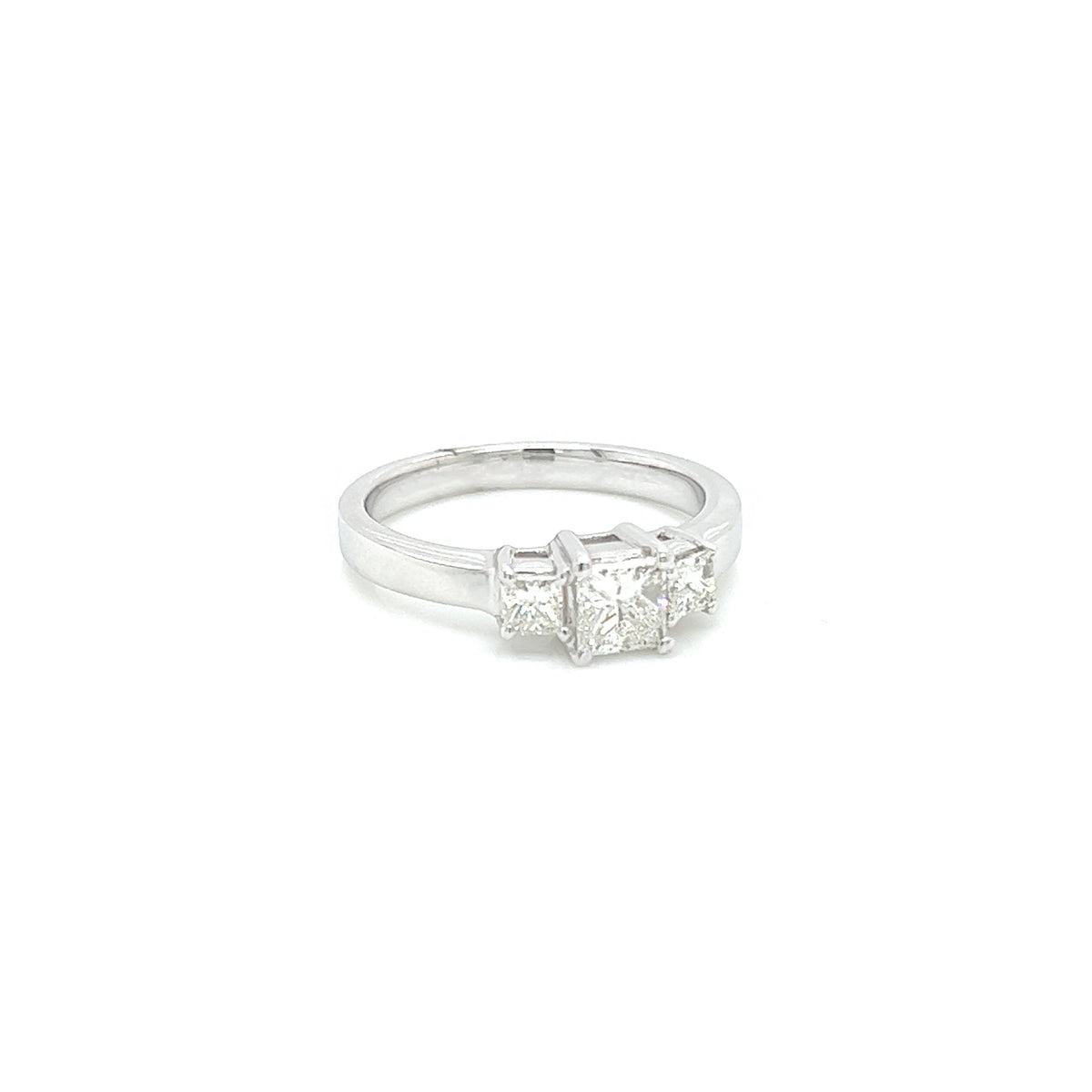 "ENGR02880" 0.72Carat Three Stone Princess Cut Ring