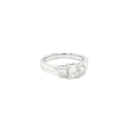 "ENGR02880" 0.72Carat Three Stone Princess Cut Ring
