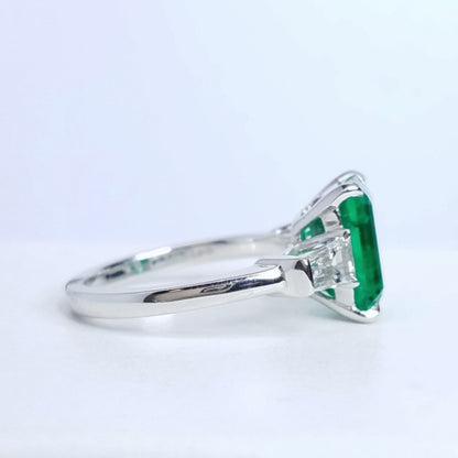 "ENR02889" Three Stone Colombian Emerald Ring