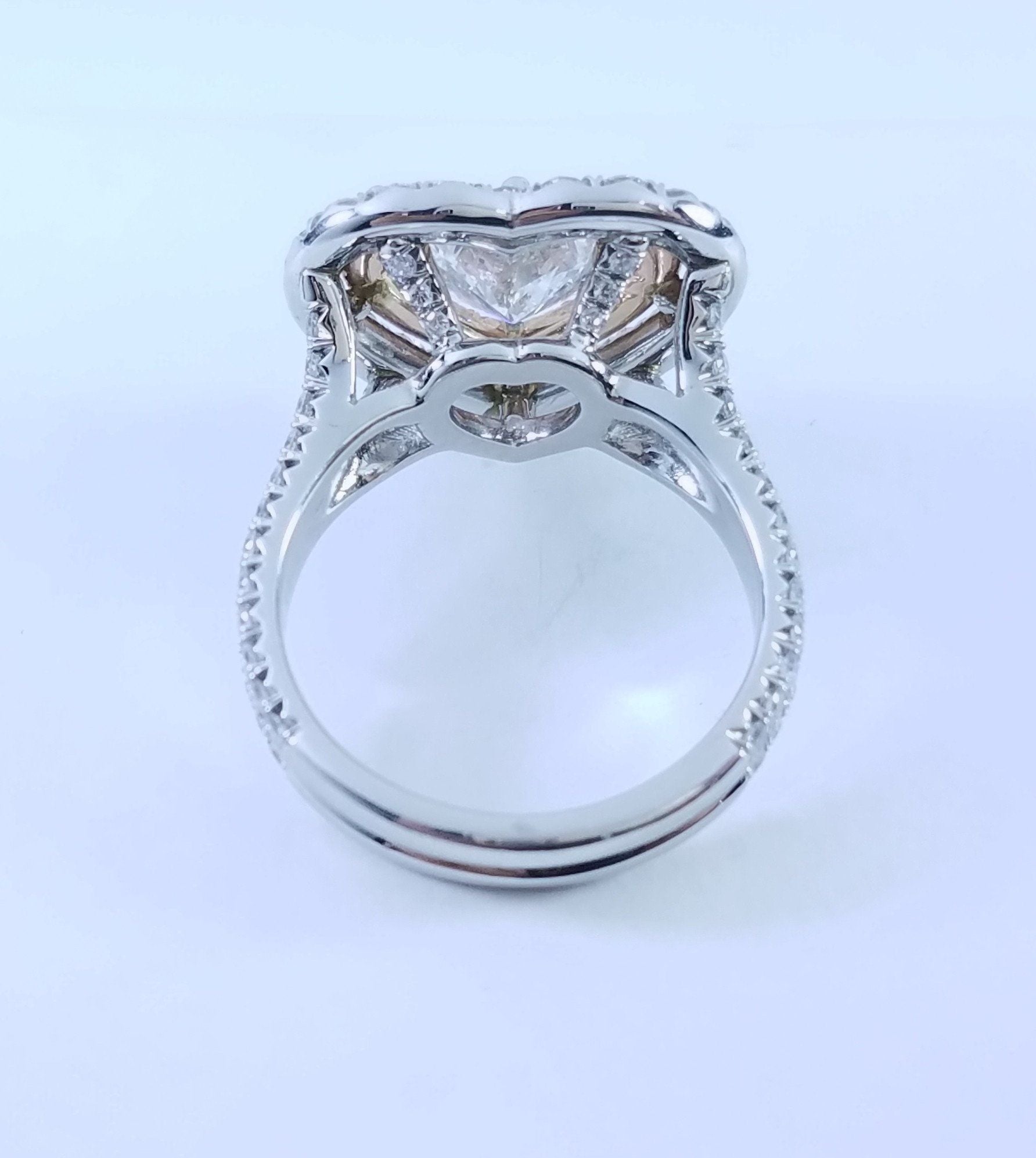 3.46 Total Carat Heart-Shaped Diamond Halo Ladies Engagement Ring GIA