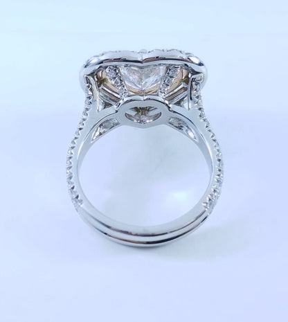3.46 Total Carat Heart-Shaped Diamond Halo Ladies Engagement Ring GIA