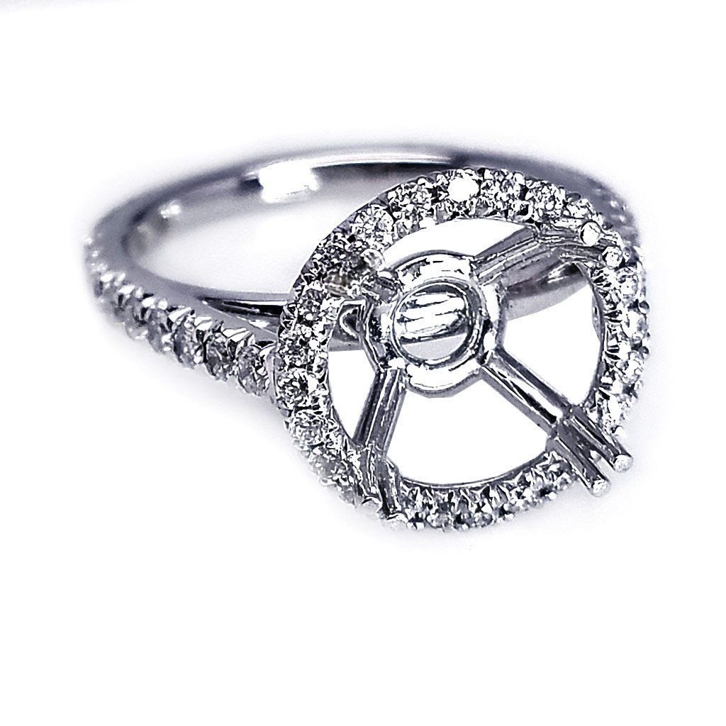 "ENGR02925" 18K White Gold Diamond Engagement Ring Setting