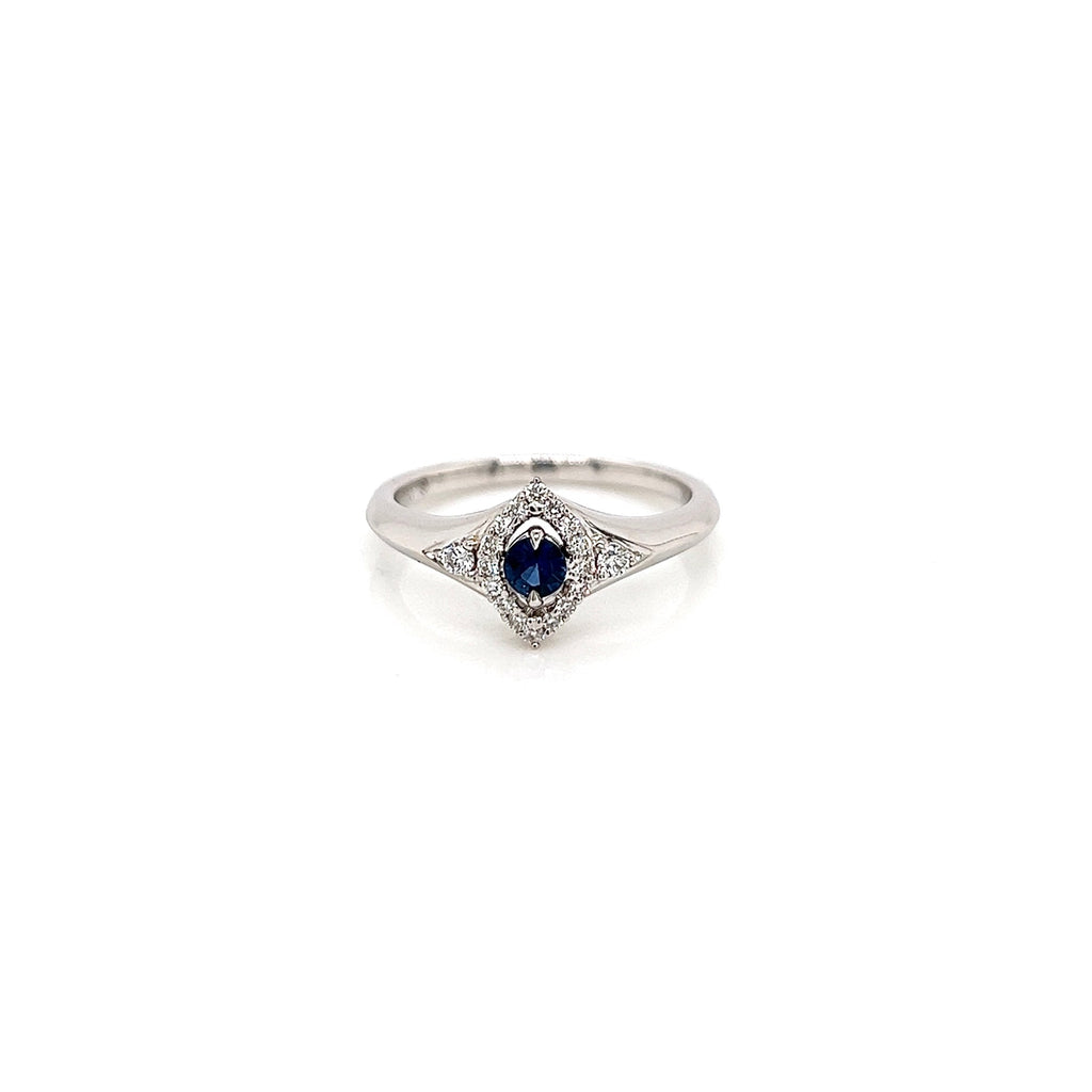 0.33 Total Carat Sapphire Diamond Halo Engagement Ring