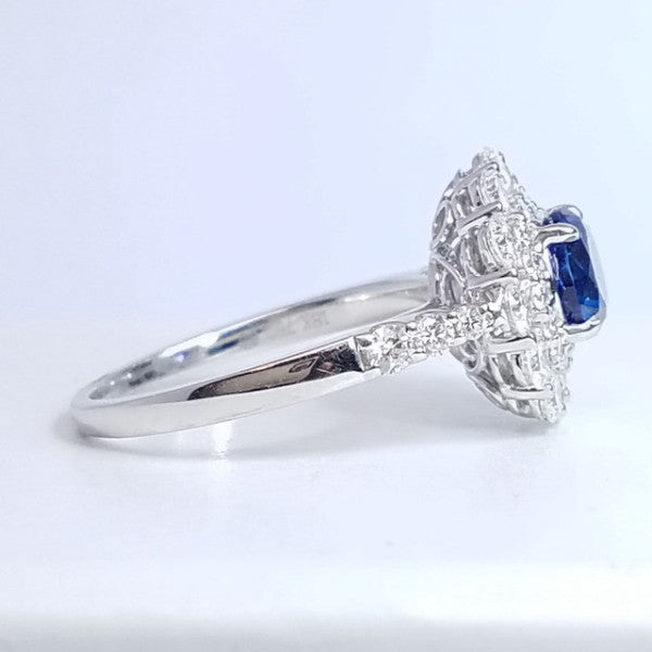 "ENGR02935" Double Halo Sapphire Diamond Ring