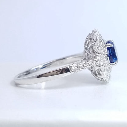 "ENGR02935" Double Halo Sapphire Diamond Ring