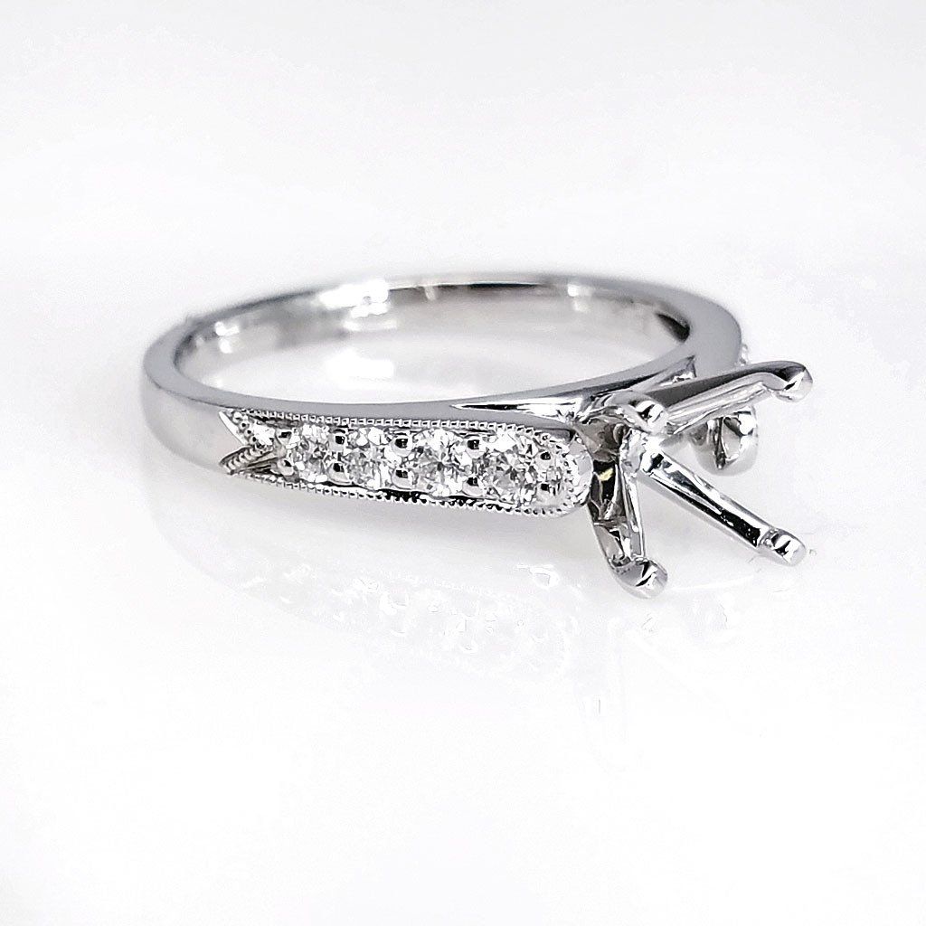 "ENGR02940" Cathedral Style Vintage Inspired Diamond Engagement Run Setting