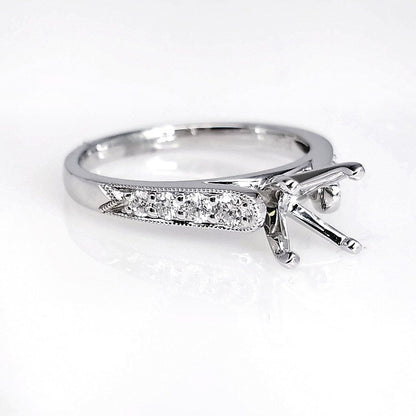 "ENGR02940" Cathedral Style Vintage Inspired Diamond Engagement Run Setting