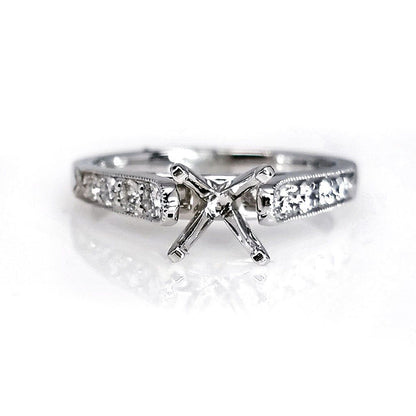 "ENGR02940" Cathedral Style Vintage Inspired Diamond Engagement Run Setting