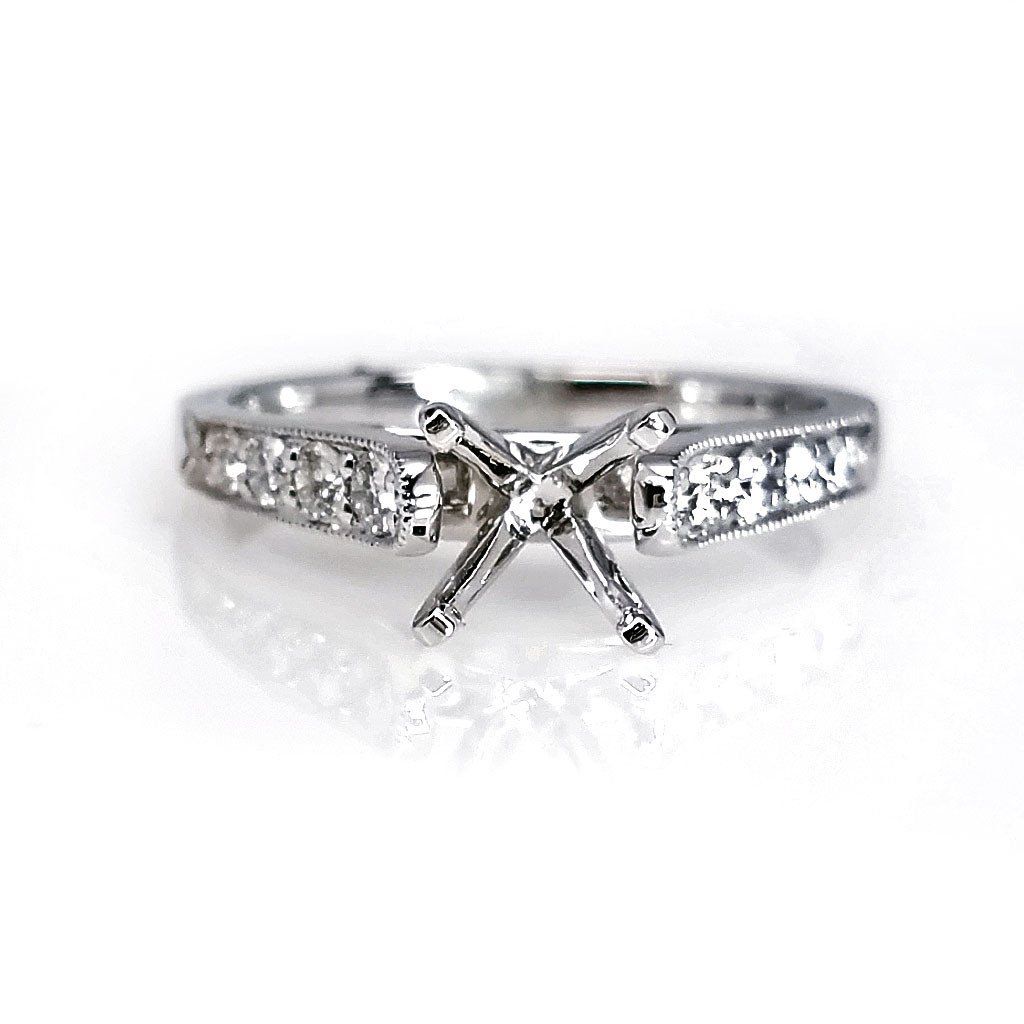 "ENGR02940" Cathedral Style Vintage Inspired Diamond Engagement Run Setting