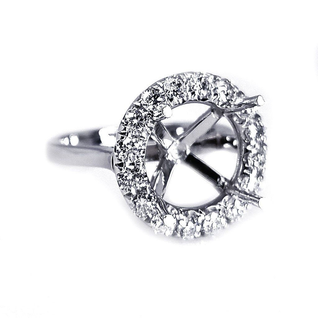 "ENGR02985" Halo Diamond Engagement Ring Setting With Secret Diamonds On The Pegs